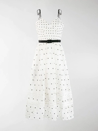 Shop Self-portrait Polka-dot Midi Dress In White