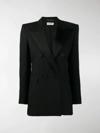 Shop Saint Laurent Tailored Tuxedo Blazer In Black
