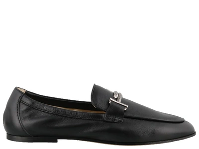 Shop Tod's Double T Loafers In Black