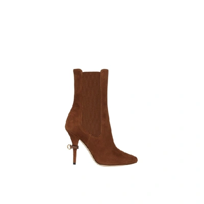 Shop Burberry D-ring Detail Suede Ankle Boots In Tan