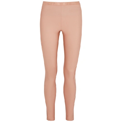 Shop Off-white Diag Blush Stretch-jersey Leggings In Nude