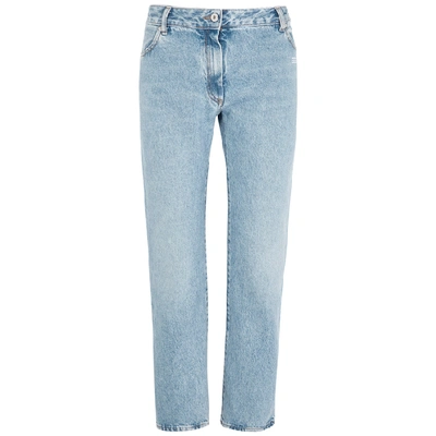 Shop Off-white Blue Cropped Kick-flare Jeans