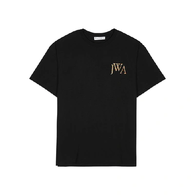 Shop Jw Anderson Black Logo-embroidered Cotton T-shirt