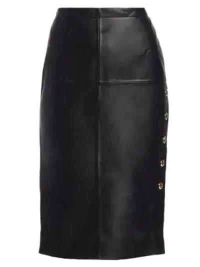 Shop Escada Laria Leather Pencil Skirt In Black