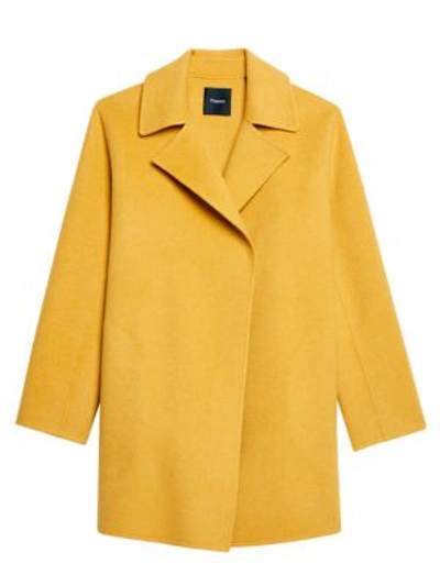 Shop Theory Double-faced Overlay Coat In Mustard Melange