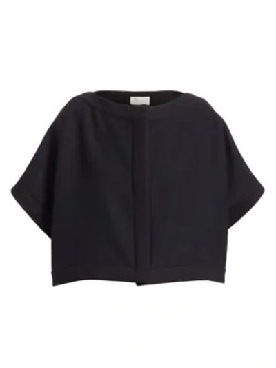 Shop The Row Miri Wool Silk Cropped Jacket In Black