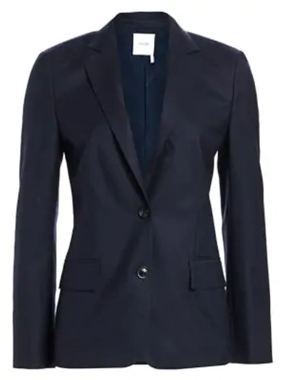 Shop Agnona Superfine Wool Single Breasted Jacket In Navy