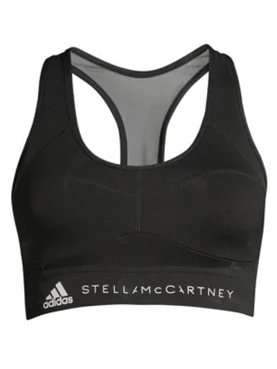 Shop Adidas By Stella Mccartney Essential Recycled Polyester Sports Bra In Black
