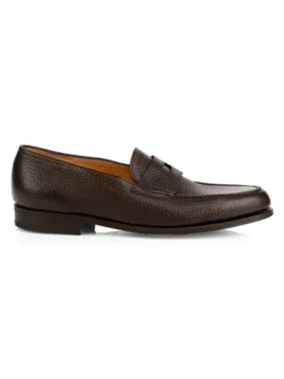 Shop John Lobb Lopez Grain Leather Loafers In Burnt Umber