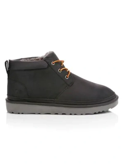 Shop Ugg Neumel Utility Leather-blend Ankle Hiking Boots In Black