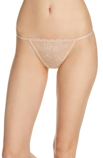 Shop Jason Wu Collection Collection Classic Lace Thong In Rugry Tan
