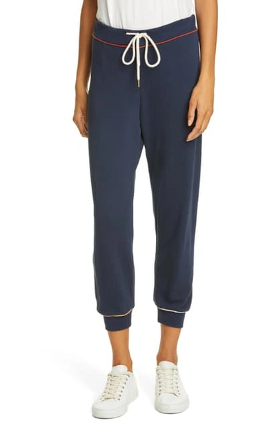 Shop The Great The Cropped Sweatpants In Navy