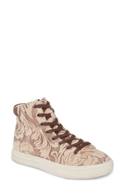 Shop Band Of Gypsies Eagle High Top Sneaker In Damask Beige Combo Faux Fur