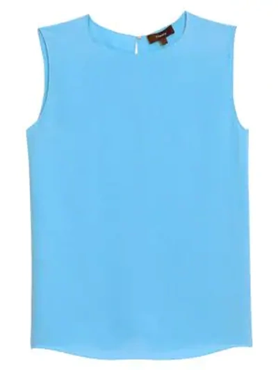 Shop Theory Continuous Silk Tank Top In Neon Blue