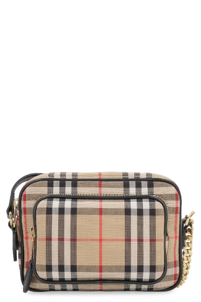 Shop Burberry Checked Canvas Camera Bag In Beige