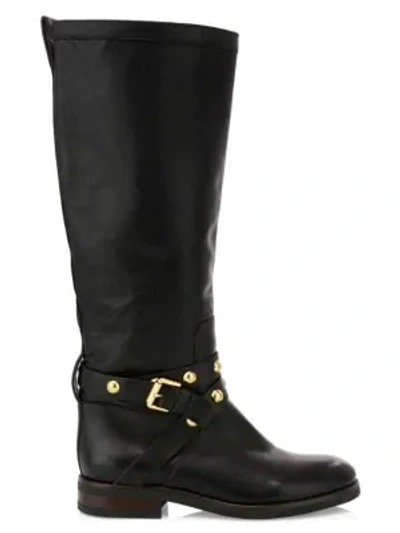 Shop See By Chloé Janis Studded Tall Leather Boots In Nero