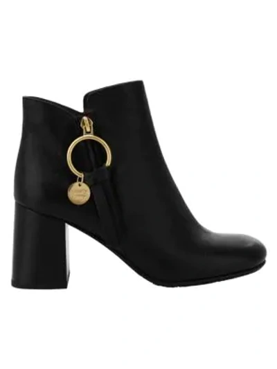 Shop See By Chloé Louise Block-heel Leather Ankle Boots In Black