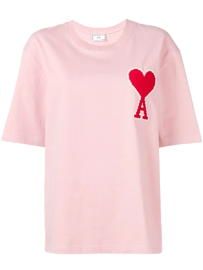 Shop Ami Alexandre Mattiussi T-shirt Mit Patch In Pink