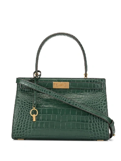 Shop Tory Burch Croc Embossed Handbag - Green