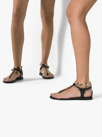 Shop Ancient Greek Sandals Black Chrysso Shell Leather Sandals
