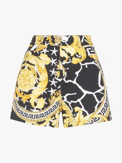 Shop Versace Savage Baroque Shorts In Black