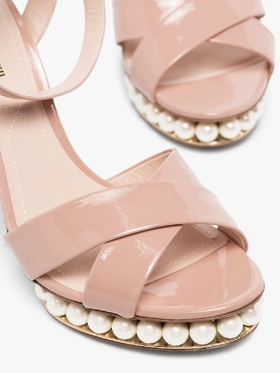 Shop Nicholas Kirkwood Nude Casati 105 Pearl Patent Sandals In Neutrals