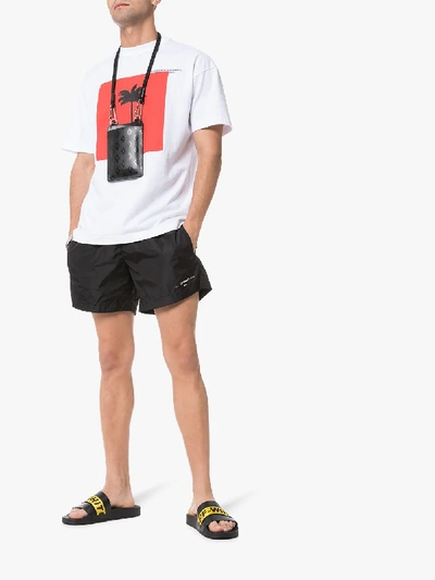 Shop Off-white Logo Print Swim Shorts In 1001 Black