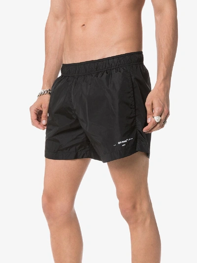 Shop Off-white Logo Print Swim Shorts In 1001 Black