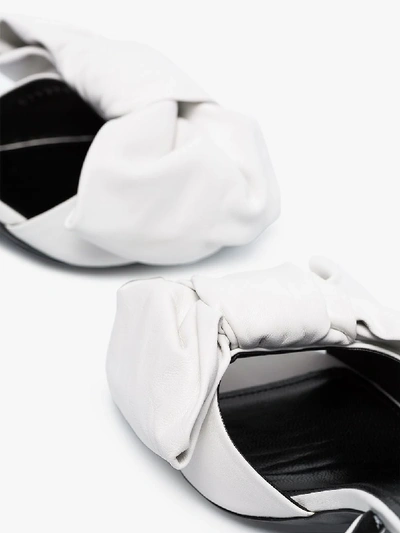 Shop Balenciaga White Knife 80 Bow Leather Sandals