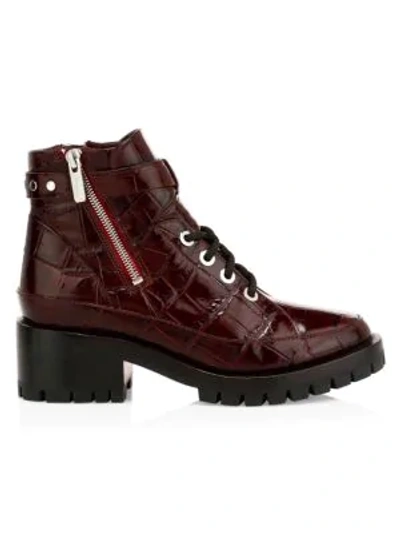 Shop 3.1 Phillip Lim / フィリップ リム Women's Hayett Croc-embossed Leather Combat Boots In Cordovan