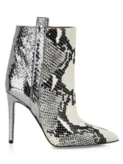 Shop Paris Texas Women's Metallic Snakeskin-embossed Leather Booties In Natural