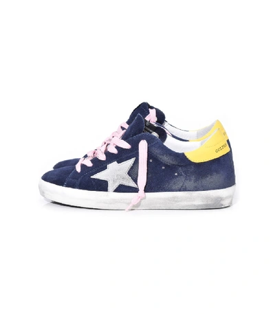 Shop Golden Goose Superstar Sneakers In Blue Suede/ice Star