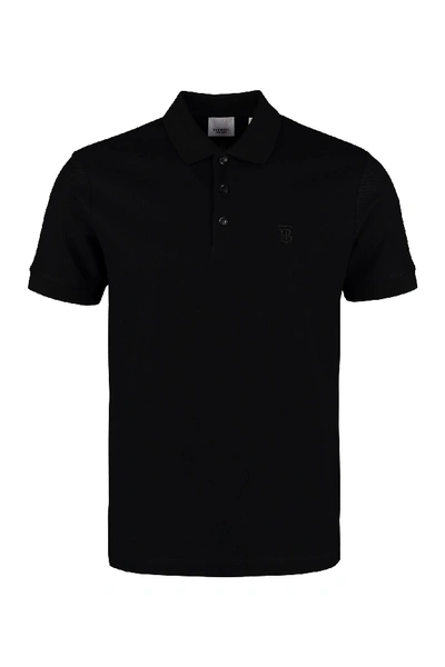 Shop Burberry Short-sleeved Cotton Pique Polo Shirt In Black