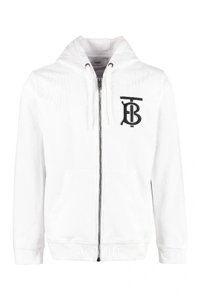 Shop Burberry Full Zip Hoodie In White