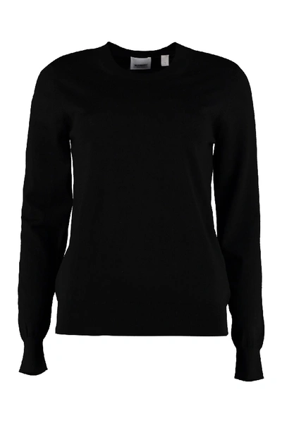 Shop Burberry Crew-neck Wool Sweater In Black