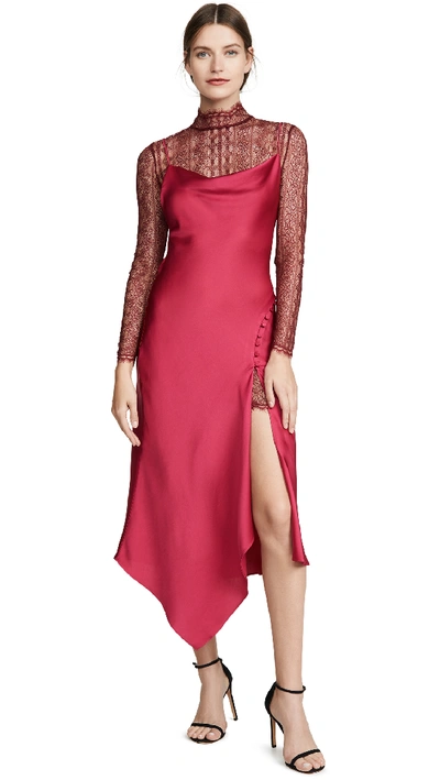 Shop Jonathan Simkhai Lace Overlay Dress In Siren Red