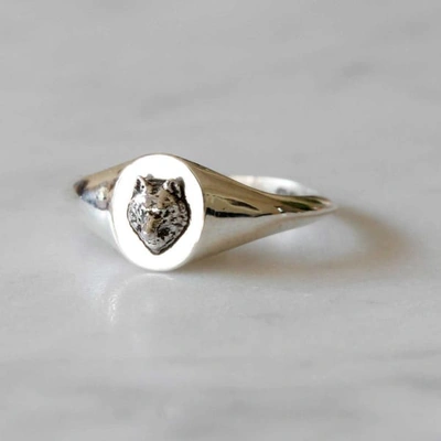 Shop No 13 Mini Wolf Signet Ring Silver