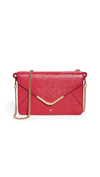 Shop Anya Hindmarch Postbox Wallet On Chain In Carmine