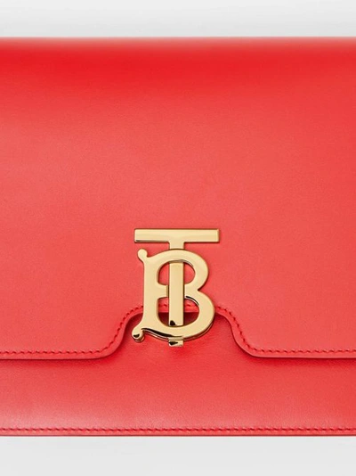 Shop Burberry Medium Leather Tb Bag In Bright Red