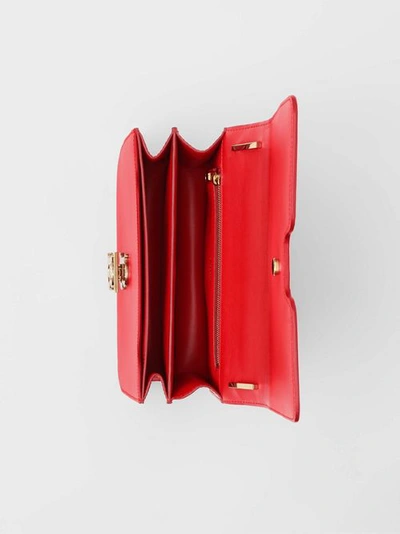 Shop Burberry Medium Leather Tb Bag In Bright Red