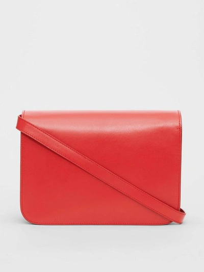 Shop Burberry Medium Leather Tb Bag In Bright Red