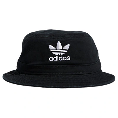 Shop Adidas Originals Washed Bucket Hat In Black/white