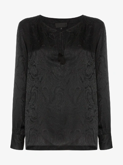 Shop Nili Lotan Lucena Paisley Print Silk Blouse In Black