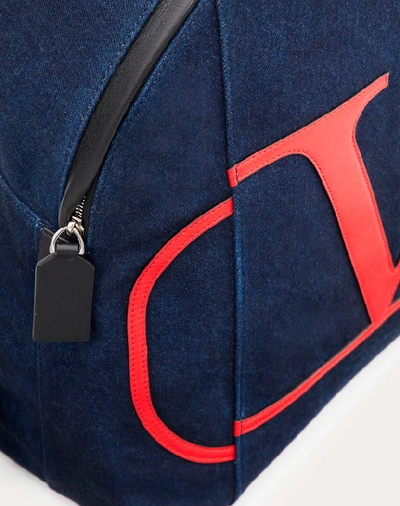 Shop Valentino Garavani Uomo Denim Vlogo Backpack In Dark Blue