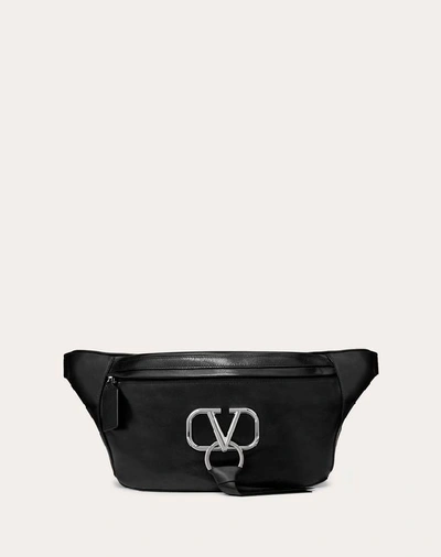 Shop Valentino Garavani Uomo Vring Smooth Calfskin Belt Bag In Black