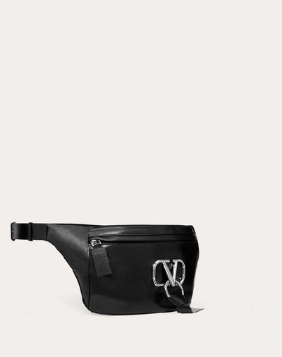 Shop Valentino Garavani Uomo Vring Smooth Calfskin Belt Bag In Black