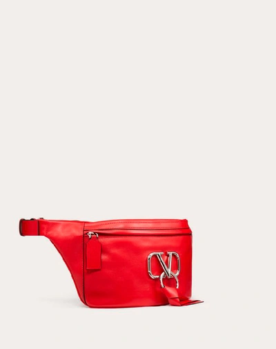 Shop Valentino Garavani Uomo Vring Smooth Calfskin Belt Bag In Pure Red