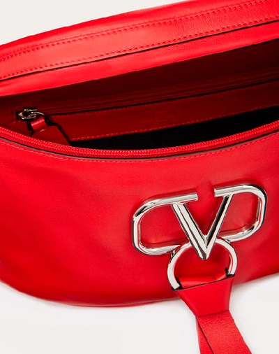 Shop Valentino Garavani Uomo Vring Smooth Calfskin Belt Bag In Pure Red