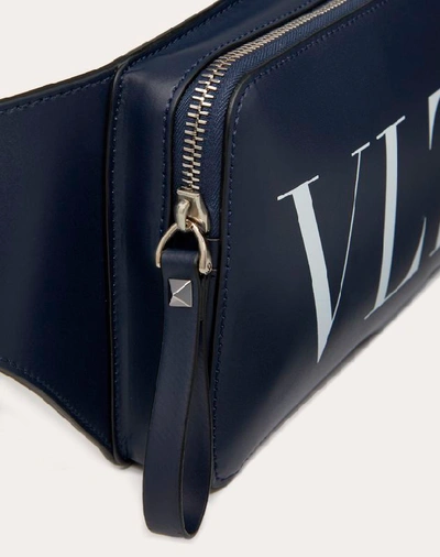 Shop Valentino Garavani Uomo Leather Vltn Belt Bag In Blue