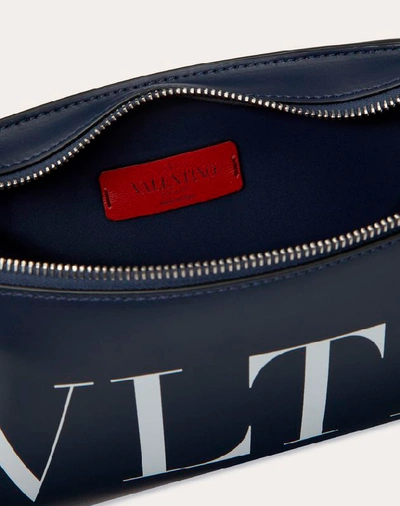 Shop Valentino Garavani Uomo Leather Vltn Belt Bag In Blue